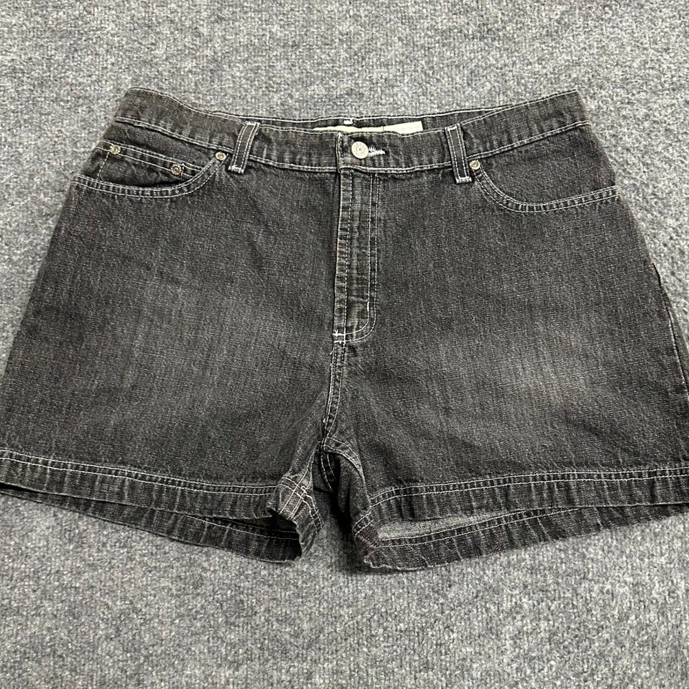 Faded Glory Denim Shorts Womens Size 14 Black Cotton Casual Mid Rise FG171853
